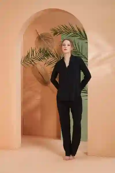 Resim Pjs 27031 Kadın Önden Düğmeli Pijama Takım