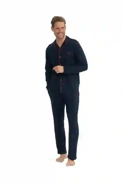 Resim U.s. Polo Assn. 12039 Erkek Önden Düğmeli Pijama Takım
