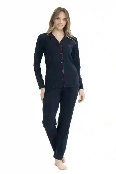 Resim U.s. Polo Assn. 11000 Kadın Önden Düğmeli Pijama Takım