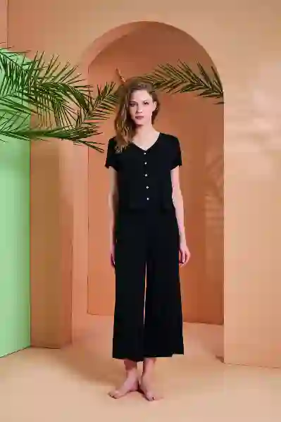 Resim Pjs 27027 Kadın Önden Düğmeli Pijama Takım