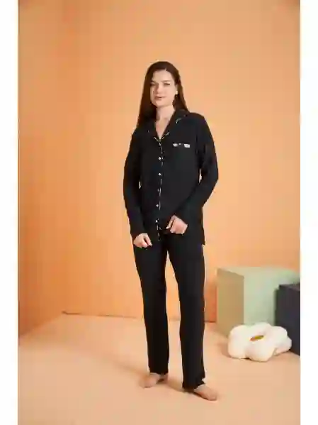 Resim Pjs 28036 Kadın Önden Düğmeli Pijama Takım