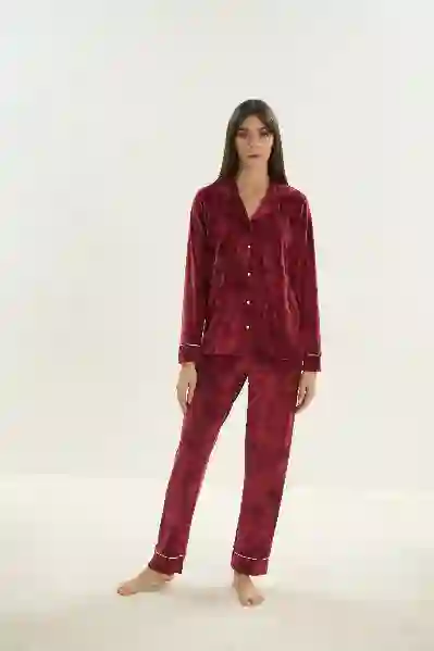 Resim Sevim 16077 Kadın Önden Düğmeli Pijama Takım