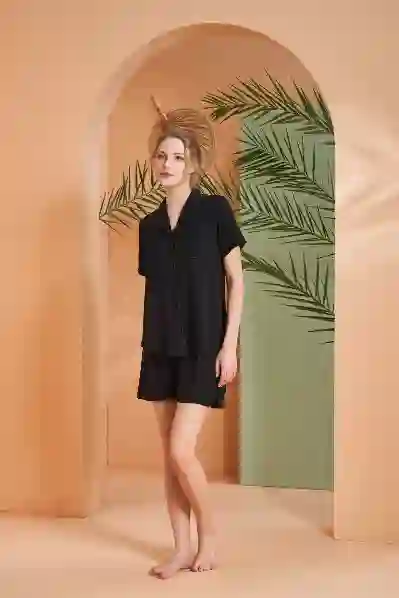 Resim Pjs 27030 Kadın Önden Düğmeli Şort Takım