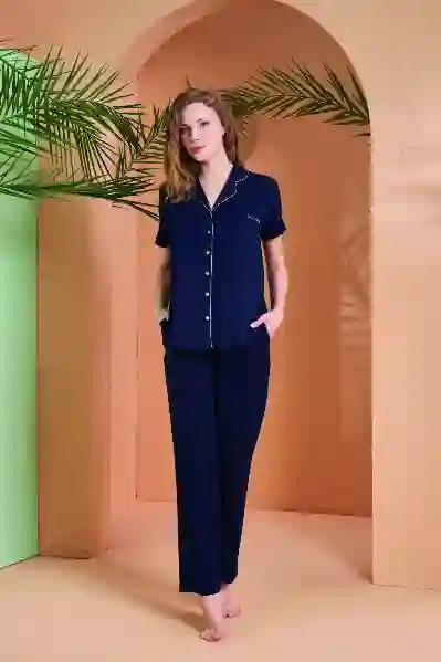 Resim Pjs 27069 Kadın Önden Düğmeli Pijama Takım