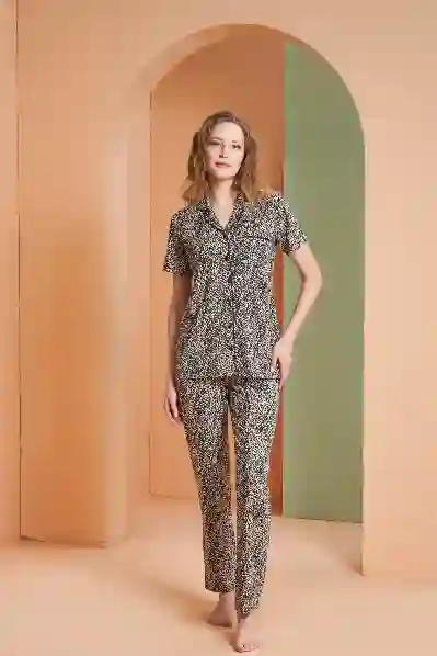 Resim Pjs 27034 Kadın Önden Düğmeli Pijama Takım