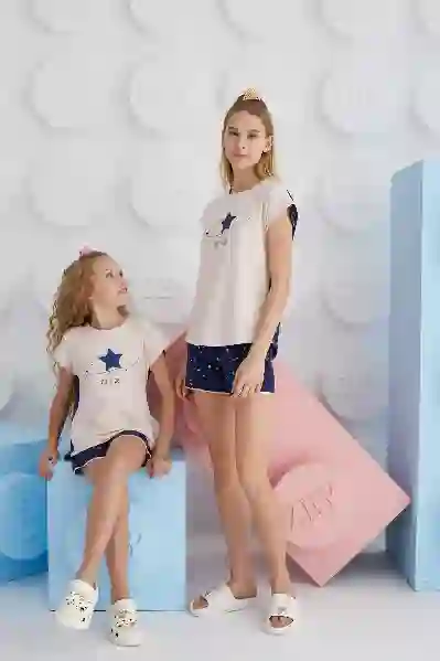 Resim Zeyzey Kids 8646 Kız Çocuk Şort Takım