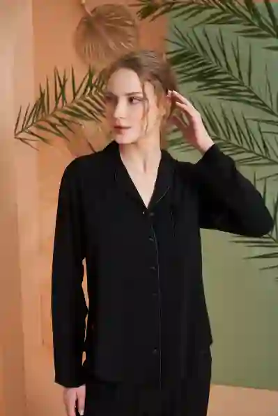 Resim Pjs 27031 Kadın Önden Düğmeli Pijama Takım