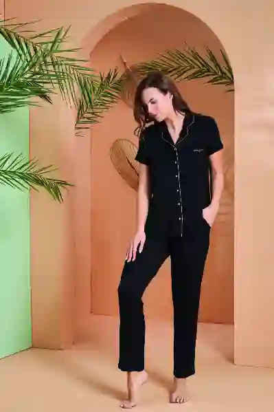 Resim Pjs 27069 Kadın Önden Düğmeli Pijama Takım