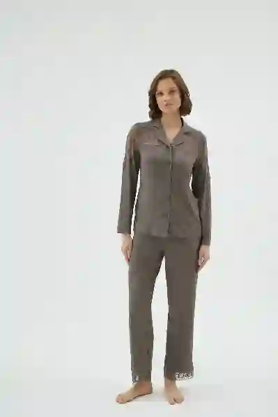 Resim Sevim 17153 Kadın Önden Düğmeli Pijama Takım