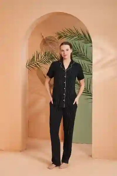 Resim Pjs 27042 Kadın Önden Düğmeli Pijama Takım