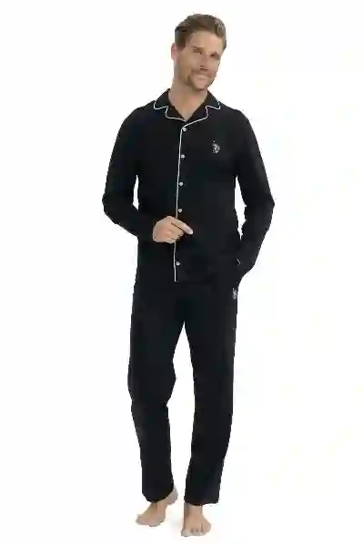Resim U.s. Polo Assn. 12039 Erkek Önden Düğmeli Pijama Takım