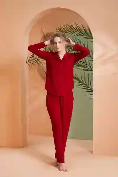 Resim Pjs 27031 Kadın Önden Düğmeli Pijama Takım