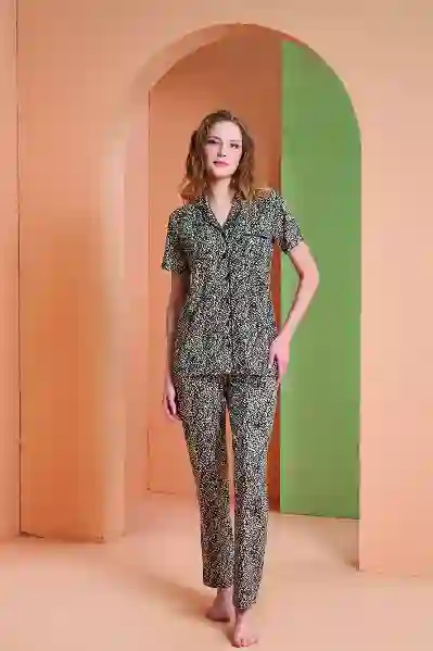 Resim Pjs 27034 Kadın Önden Düğmeli Pijama Takım