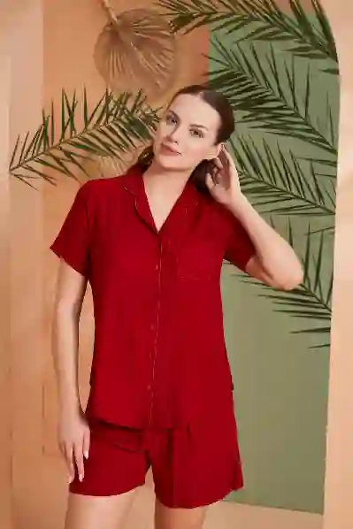 Resim Pjs 27030 Kadın Önden Düğmeli Şort Takım