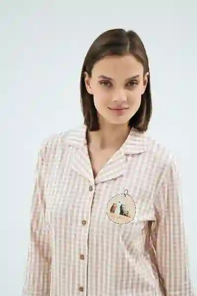 Resim Sevim 17003 Kadın Önden Düğmeli Pijama Takım
