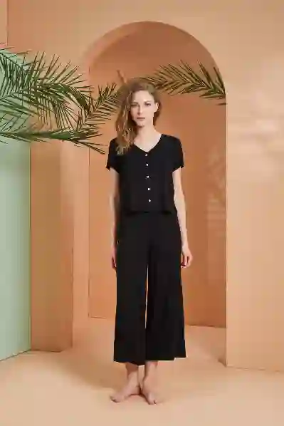 Resim Pjs 27027 Kadın Önden Düğmeli Pijama Takım